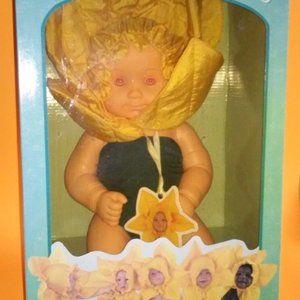 Vintage Anne Geddes Baby Doll Daffodils Pink Eyes Rare 90s